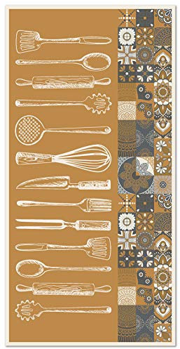 Panorama Alfombra Vinílica Cocina - Modelo Utensilios Cocina Naranja 140x200 cm - Varios tamaños - Decoración Hogar