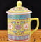AIDEMEI Traditional Chinese Jingdezhen Ceramic Blue and White Porcelain Mug Red/Blue/Yellow Tea Cup with Lid Drinkware 300Ml