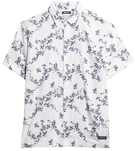 Superdry Mens Vintage Hawaiian Shirt Hemd mit Button-Down-Kragen, Optic Blossom, Medium