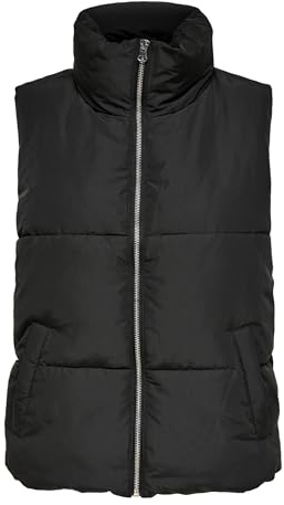JdY Damen Jdynewerica Short Waistcoat Otw Noos Weste, Black/Detail:SILVER ZIPPER, L EU
