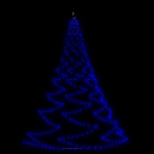 vidaXL Árbol de Pared, Árbol con Gancho Metálico 260 LED, Luces de Decoración de Navidad, Cadena LED de Pared para Fiestas, Azul 5 m