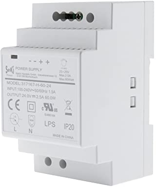 SeKi Alimentatore per guida DIN H-60 – 24 – 24 V – 2,5 A – 60 W DIN Rail – alimentatore di rete