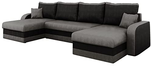 Mirjan24 Ecksofa Kristofer U, Design Eckcouch Couch mit Schlaffunktion, DREI Bettkasten, Wohnlandschaft, Bettfunktion, U-Form Sofa, Seite Universal, Farbauswahl (Alova 36 + Alova 04)