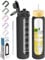 Nefeeko Glass Water Bottle 32 oz 1 Liter | with Straw, Time Marker, Motivational, BPA FREE, Leakproof, Reusable, with Silicone Sleeve, Bamboo, Spout Lid