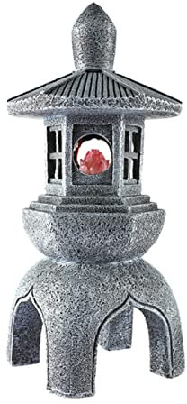 Lanterne Solaire Pagode Jardin Statue Décor Zen Pour Balcon Patio Ornement Extérieur
