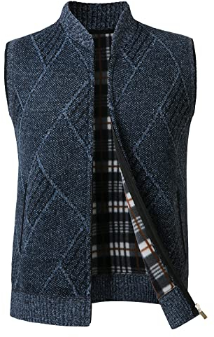 Btmpmcs Herren Pullunder Strickweste Fleece-Fütterung Ärmellose Dicke Cardigan Gestrickt Strickjacke Mit Reißverschluss Übergangsjacke Warme Winterjacke Sweatjacke