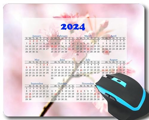 YENDOSTEEN Mauspad 2024 Kalender, Caterpillar Grass Flowers White Gaming Mauspad 300 * 250 * 3 mm