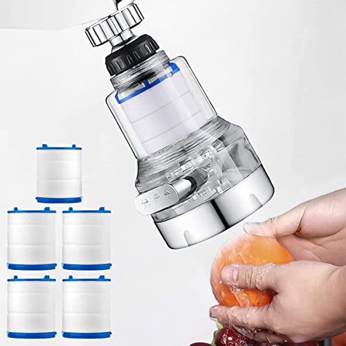 Wasserfilter Wasserhahn,Universalschnittstellen,360°drehbar Wasserhahnfilter,Wasser Filter Spritzfest,mit Austauschbar Filterelement, für Küche Home Badezimmer
