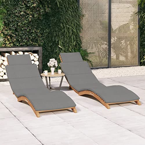 Gecheer 2 STK. Sonnenliege mit Auflage Klappbar Gartenliege Liegestuhl Holzliege Saunaliege Strandliege Gartenmöbel Liege Massivholz Teak