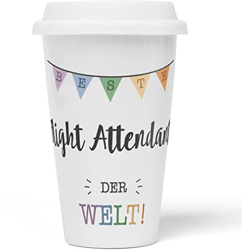 JUNIWORDS To-Go Becher mit Deckel, Beste Flight Attendant der Welt (5699380)
