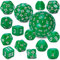 YILAIDA DND Dice Polyedrisches Würfel Set - 15 Stück mit Beuteln D3-D100 Würfel Polyeder Würfel DND Spiel Würfel für Dungeons und Dragons RPG MTG (Grün und Weiß)