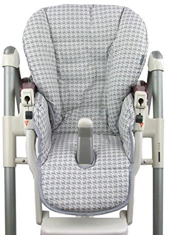 BAMBINIWELT Sitzkissen Ersatzbezug Bezug kompatibel mit Peg Perego Prima Pappa Diner DESIGN (hellgrau Karos)