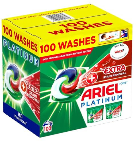 Ariel Platinum Washing Pods 100 Washes 2320G +Extra Stain Removal On top