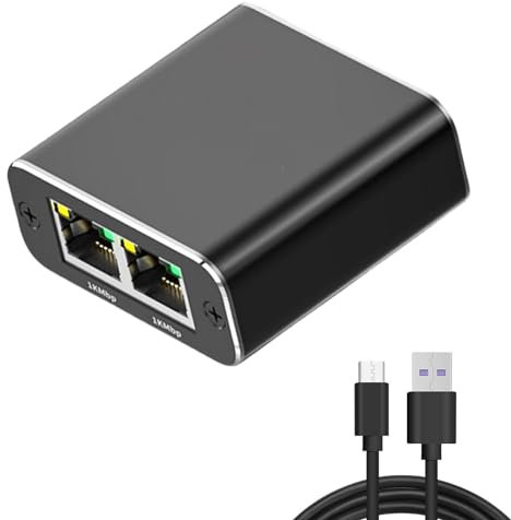 RJ45 1 a 2 Gigabit LAN Switch 2 puertos Network Hub Gigabit Switch 100/1000Mbps Red Switch Splitter Selector Box Plug and Play, para ordenador, concentrador, router