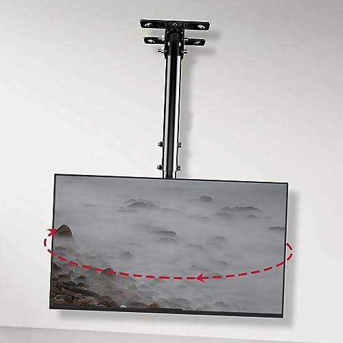 THEGA Klappbar Schwenkbar Höhenverstellbar Universal Fernsehhalterung - 360° Drehbare Und Neigbare Decken-TV-Halterung, Passend Für 26-60-Zoll-Fernseher, Max. VESA 400 X 400 Mm