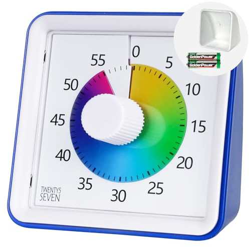 Minuteur visuel avec étui de Protection, Compte à rebours de 60 Minutes pour Enfants, autisme, TDAH, Salle de Classe, Horloge Compte à rebours pour la Gestion du Temps de réunion, Bleu Marine