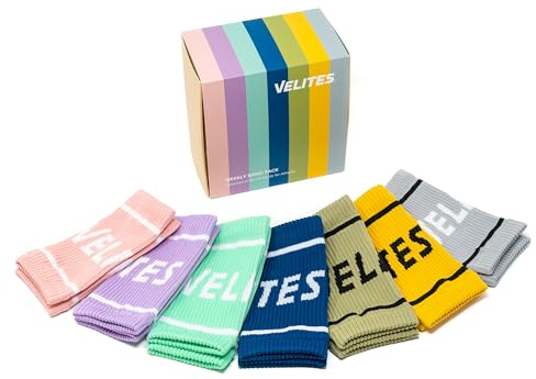 Velites Lot de 7 paires de bracelets en tissu I Comprend les couleurs Gris, Bleu, Vert Menthe, Rose, Moutarde, Olive et Violet.