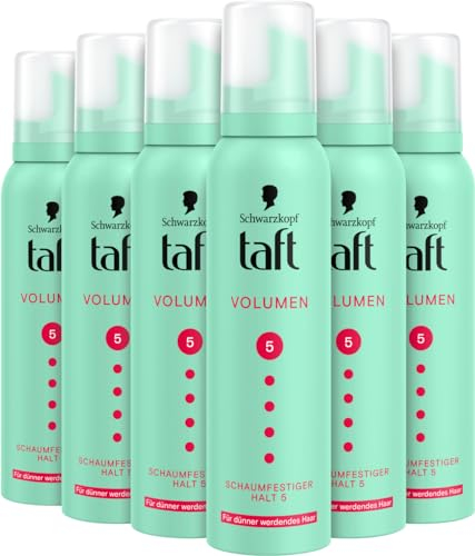 TAFT Schaumfestiger Volumen dünner werdendes Haar, Haltegrad 5 (6 x 150 ml), Haarschaum für Volumen und sehr starken Halt, Haarstyling mit 24 Stunden langanhaltendem Halt