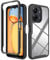 XINYEXIN Funda para Xiaomi Redmi 13C 4G 5G / Poco C65, Protector de Pantalla Incorporado [360 Grados Antigolpes] Rugged Bumper Transparente Carcasa Case Cover - Negro