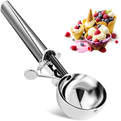 PTAHON Cookie Dough Scoop - 2 oz Stainless Steel Cookie Scoops for Baking, Ice Cream Scooper with Trigger, Versatile Scoopers for Food, Melon Baller, and Meatball Maker