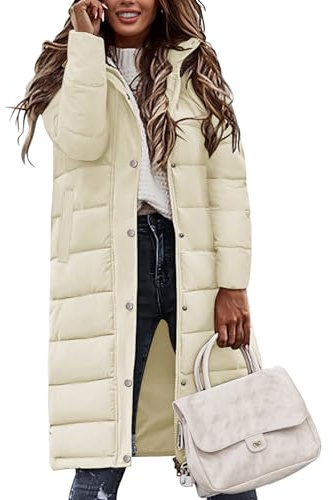 Tuopuda Kappa Vinterjacka Kvinnor Jacka Vadderade Kappor Varm Parka Hoodie Jackor Quiltad Luggy Jacka Ytterkläder Vindtät, Beige, XL