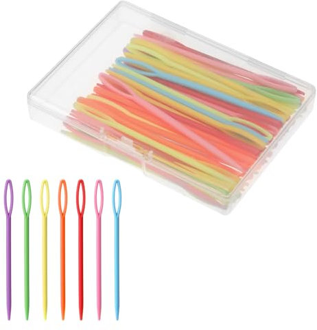 JJUNW 50 Stück Kunststoff Nähnadeln, Bunt Plastic Sewing Needles Mit Großem Öhr Zum Stricken Häkeln, Sticknadeln Webnadeln für DIY-Nähen Handgefertigtes (9 cm)