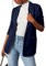 Timuspo Blaser Jacke Damen Casual Arbeit Büro Damenblazer Sommer Sakko Einfarbig Langarm Longblazer Klassische mit Taschen Marineblau L
