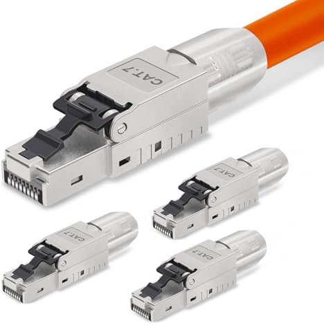 AVNSCNK Conector Cat 7, RJ45 macho Cat 7 NS-7 a abrazadera de corte (LSA), contactos dorados, conector de red sin herramientas, conector LAN de 10 Gbps para cable de conexión (4 unidades)