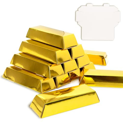 Keboyoe Goldbarren SüßIgkeiten Boxen 30 Stück Gefälschte Goldbarren Geschenkbox SüßIgkeiten Kasten Goldbarren Schokolade Box Geschenkbox für Goldmünzen Schokolade, Süßigkeit, Party, Hochzeiten