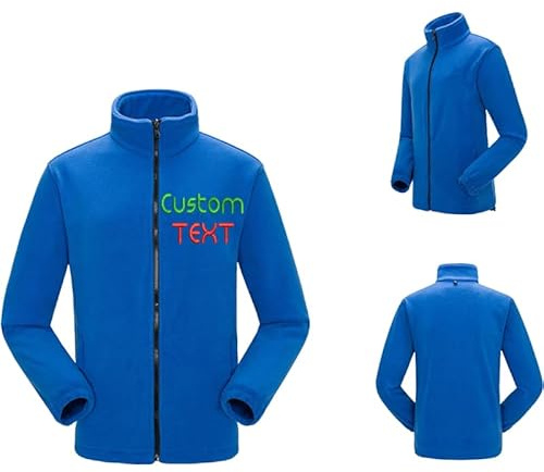 haoduanduan Felpa Personalizzata Giacca Donna E Uomo Full Zip Up Maglione In Pile Ricamato Logo Personalizzato & Nome Cappotto Caldo, Blu, L