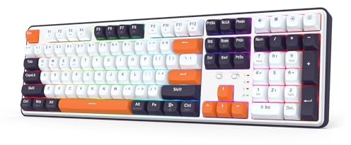 Redragon K689 Pro Teclado inalámbrico RGB para Juegos, 104 Teclas + 4 Teclas de Acceso rápido adicionales, Teclado mecánico con Base Intercambiable en Caliente, 3 Capas de reducción, US Layout