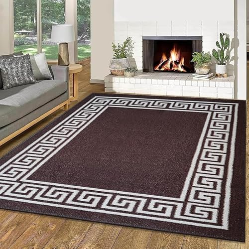 Cozy Haven Athena Rug – Large Washable Non-Slip Carpet for Living Room, Bedroom, Lounge, Dining, Kitchen Fluffy Thick Soft Modern Indoor Floor Rugs (Brown & Beige, 120x170 cm)