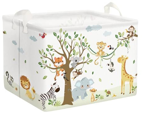Clastyle Waldtier Kinder Wäschekorb mit Henkel Faltbar Blatt Kleidung Spielzeug Aufbewahrungskorb Jungen Mädchen Aufbewahrungsbox für Babyzimmer Bad, Tiger Koala, 40 * 30 * 30 cm