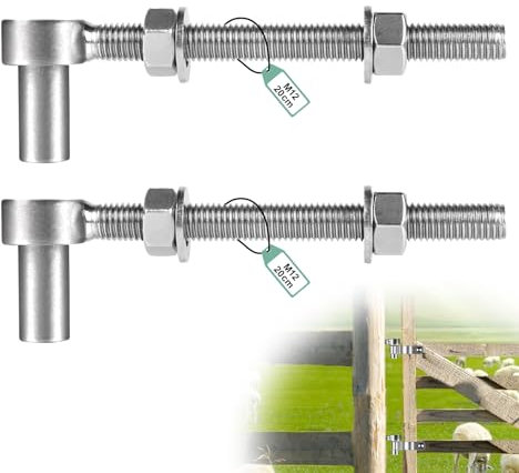 SUPAWAY 2 Pezzi Cerniere a Bullone J M12 x 200mm, Cerniera a Bullone J in Acciaio Inox 304, Cerniera Regolabile per Cancello da Fattoria, Giardino, Cancello in Legno, Ingresso
