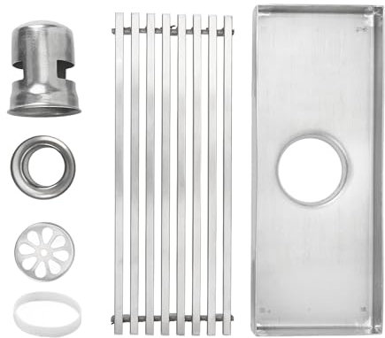 Drenaje de ducha lineal de acero inoxidable con diseño de rejilla rectangular para el hogar, baño, balcón (drenaje medio)