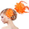 MWOOT 2 Pièces Pince à Cheveux Fleur avec Plumes, Barrette Cheveux Fleur de Plumes Orange, Années 1920 Fascinateur Plumes pour Femmes, Élégant Accessoires Cheveux pour Cocktail Mariage Goûter Noël