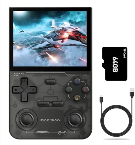 Meiurlex K36 - Consola de juegos portátil retro con 64 GB y 16000 juegos, pantalla IPS de 3,5 pulgadas, consola de videojuegos Linux, compatible con más de 40 emuladores