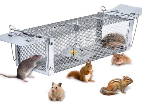 FORMIZON Trampa Ratas Grandes, 41x14x11cm Trampa Ratones Vivos, Trampa para Animales Vivos con Puerta y Asa, Grande Jaula Trampa Reutilizable para Ratas del Hogar, Cocina, Garaje, Ático