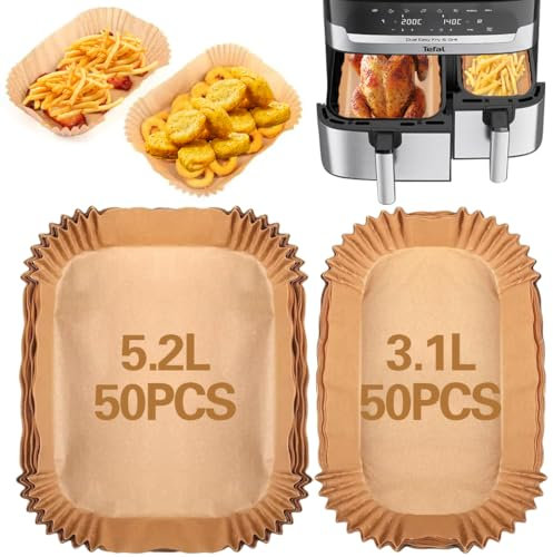 100 Pièces Papier Cuisson pour pour Moulinex EZ901820 5,2/3,1 L, Papier Sulfurisé pour Air Fryer Philips Airfryer Série 3000, Air Fryer Papier Cuisson Papier Friteuse Jetable Paper Liners