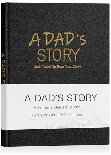 Miaikoe Dad's Life Story Journal Familien-Andenkenbuch aus Leinen, Hardcover für Vater, um seine Erinnerungen zu teilen, mit über 250 Aufforderungsfragen, Buch, Geschenk für Geburtstag, Vatertag