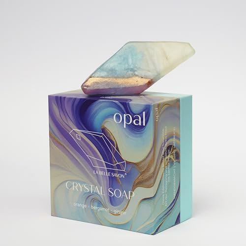 LA BELLE SAVON® Handseife [Opal] - Edelsteinseife - Handgemachte Naturseife mit echtem Edelstein - Vegan - Für Hände, Gesicht und Körper - Wellness & Spa Geschenk