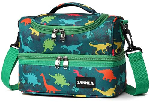 Smlper Bolsa isotérmica infantil de 7 litros, bolsa para el almuerzo, correa ajustable para el hombro, bolsa térmica de tres capas con cremallera (verde)