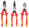FOURROBBER 3PCS VDE Insulated Plier Set,Universal Combination Pliers, Needle Nose plier and Cutter plier,with Insulated Handles 60CrV, VDE-Tested 1000V
