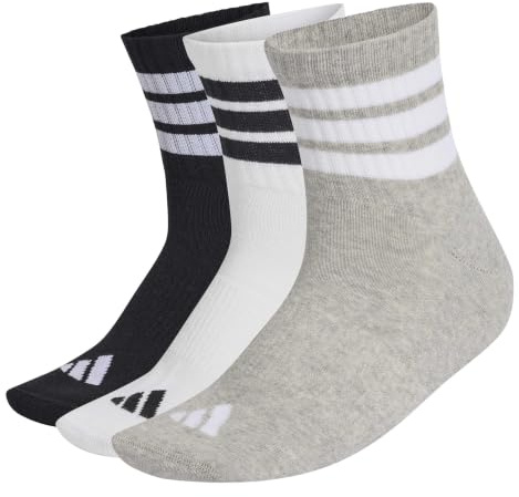 adidas Unisex 3 Stripes Cushioned Sportswear Mid Cut Socks 3 Pair Pack Socken