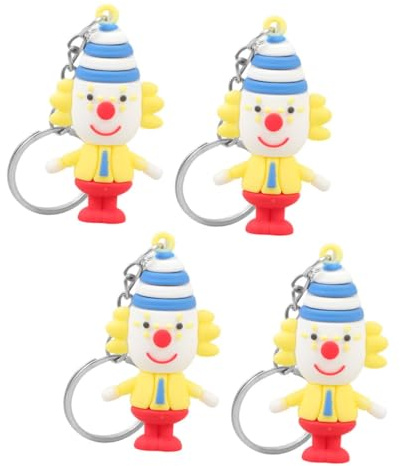 Kisangel Schlüsselanhänger aus Zinklegierung und Polyethylen 4 Stück mit Cartoon Clown Motiv Niedliche Taschenanhänger Multifunktional und Einzigartig für Geburtstag und Rucksack