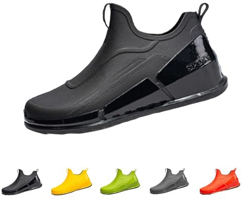 Stivali da pioggia unisex in gomma antiscivolo, impermeabili, piatti, corti, per esterni, leggeri, per lavoro, pesca, lavaggio auto, cucina, impermeabili, resistenti all'abrasione, scarpe da lavoro