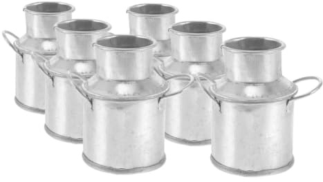 Cabilock 6pcs Mini Metal Buckets Vintage Milk Can Vase Tin Pots Galvanized Metal Plant Pots for Indoor Outdoor Decor