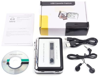 Oxtxuzdm Tragbarer Kassetten-Digitalisierer, USB-betrieben, Analog-zu-MP3-Konverter, keine Software erforderlich, für Reisen, tragbarer Band-Digitalisierer