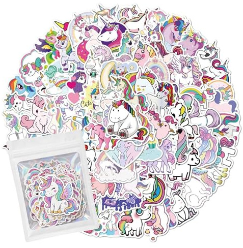 HNTR® Unicorn Stickers for Girls | 100 Magical & Cute Stickers | 6 Year Old Girl Gifts | Girls Sticker Pack for Scrapbooks and Journals