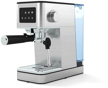 GOPLUS Expresso Machine a Cafe 1100W en Acier Inoxydable, Machine a Expresso 20Bars, Chauffe Tasse Supérieur, Buse Vapeur Réglable, 1,7 L Réservoir Amovible, Écran LED, Presse-Tamper, Manche à Filtre